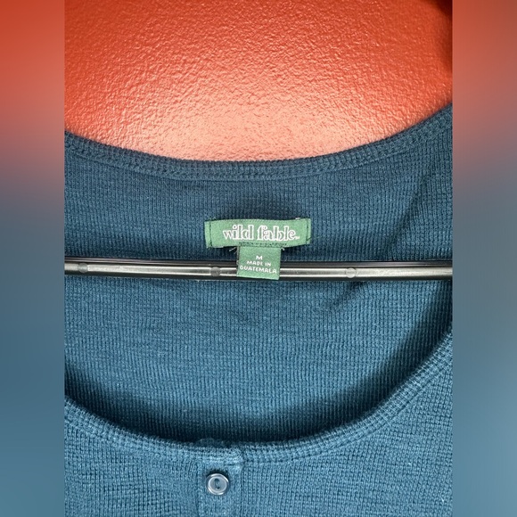 Wild Fable Women's Form-Fitting Crop Top Cotton Button Style Navy Size M - Picture 2 of 5